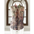 Dolce & Gabbana Camouflage Printed Sleeveless Button Up Blouse Size M EXCELLENT