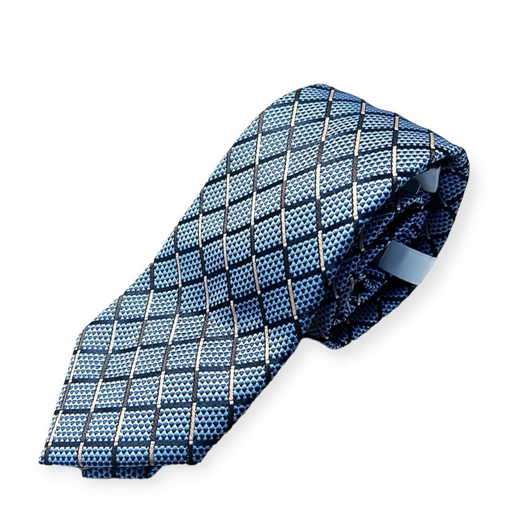 Perry Ellis Portfolio Sloane Grid Navy Neck Tie, New w/Tag