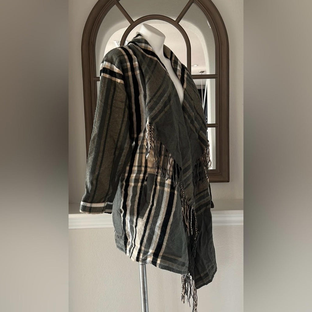 Buffalo’s I jeans Plaid Fringe Cardigan, Size M
