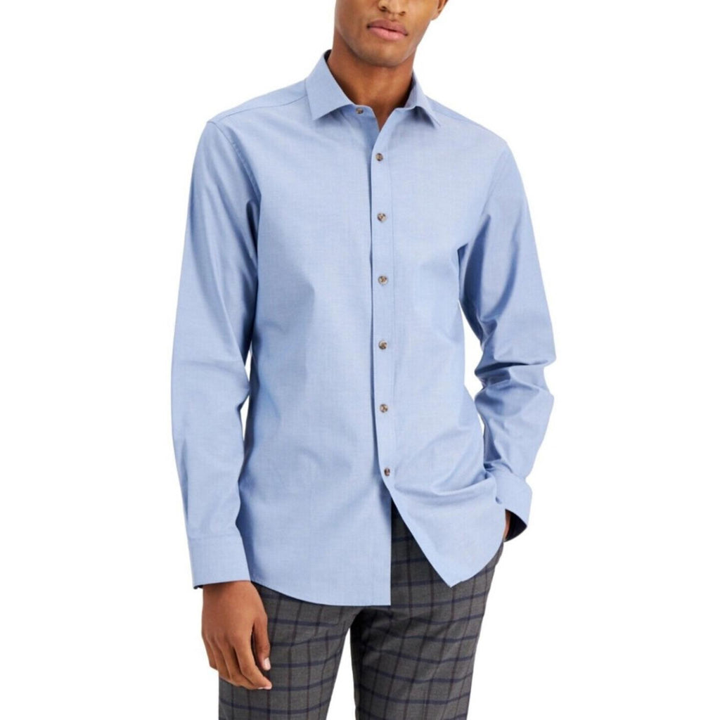 Bar III Men's Organic Cotton Collared Button-Up Dress Shirt, NWT, Size S 14-14.5