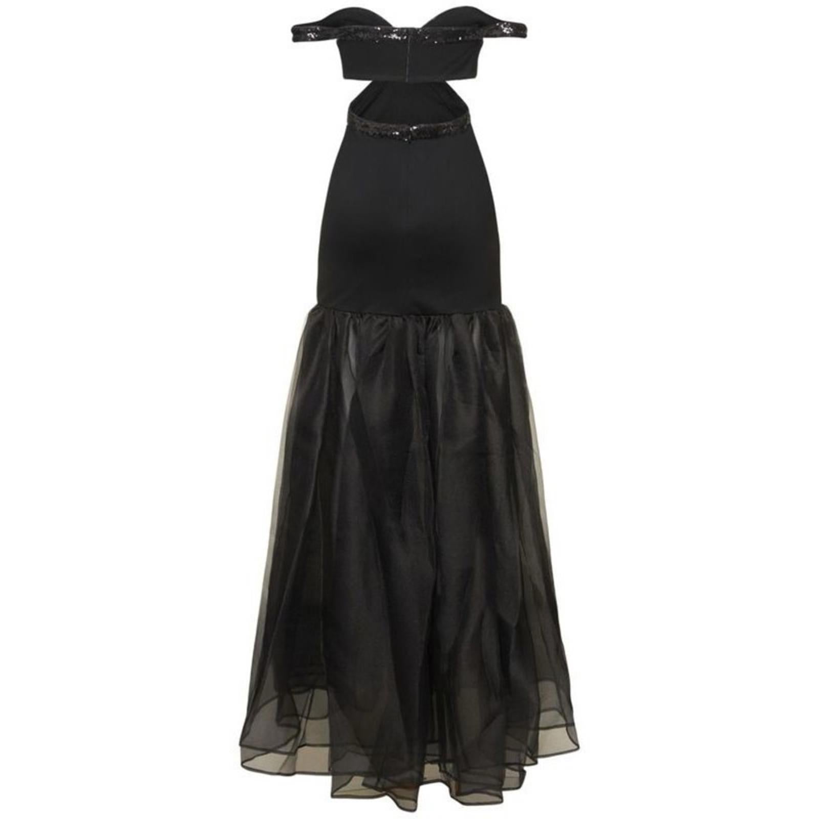 STAUD Emmaline Off-the-Shoulder Cut-Out Dress in Black, NWT, Size S