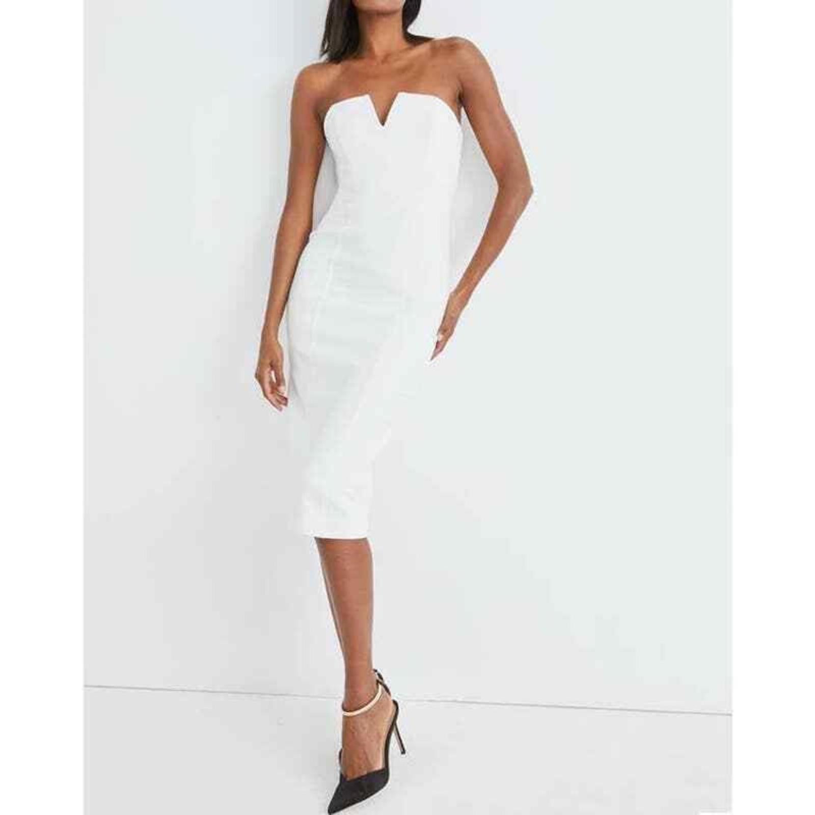 Veronica Beard Nabi WHITE Strapless Midi Dress, Size 14 New w/Tag