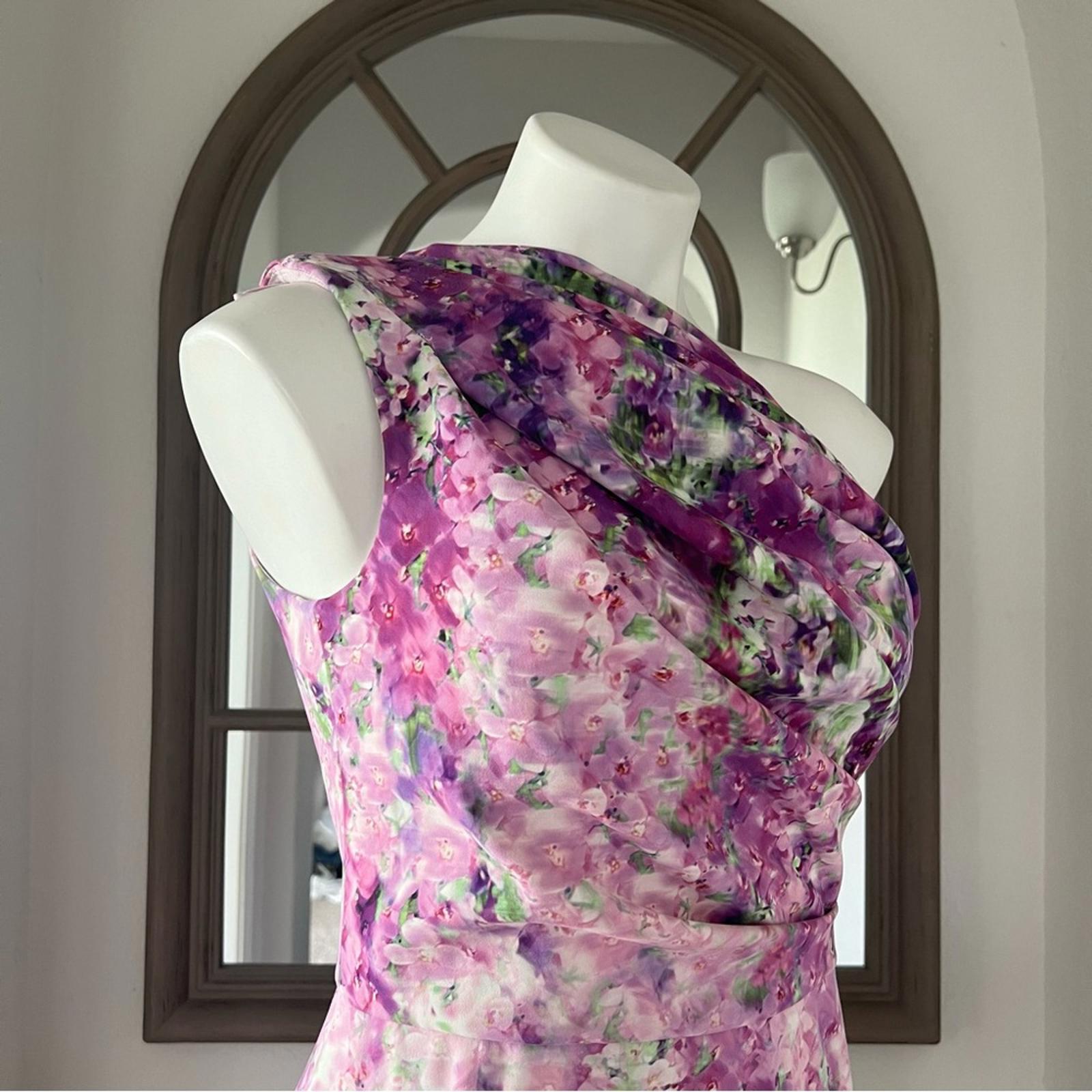 BADGLEY MISCHKA One-Shoulder Purple Orchid Gown, Size 4 Retail $990