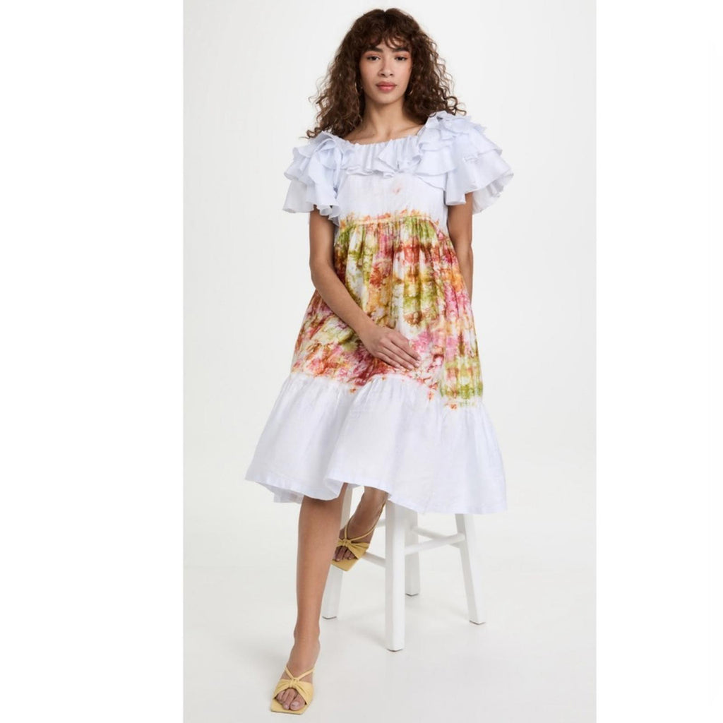 New BUSAYO Folake Midi Dress, White Multi Size M New w/Tag Retail $435 SOLD OUT!