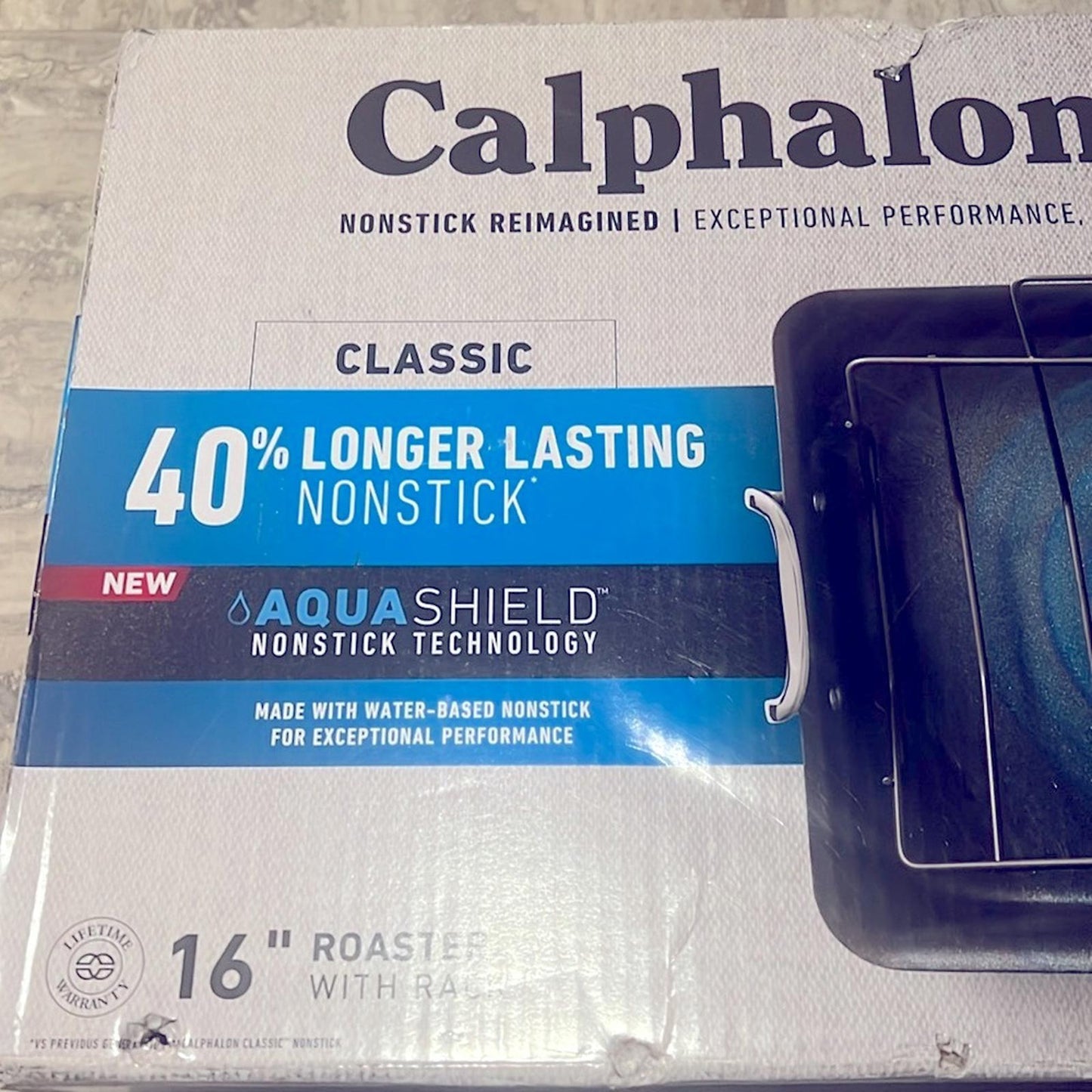 Calphalon Nonstick with AquaShield 16" Roaster w/Rack, 40% Longer Lasting NEW