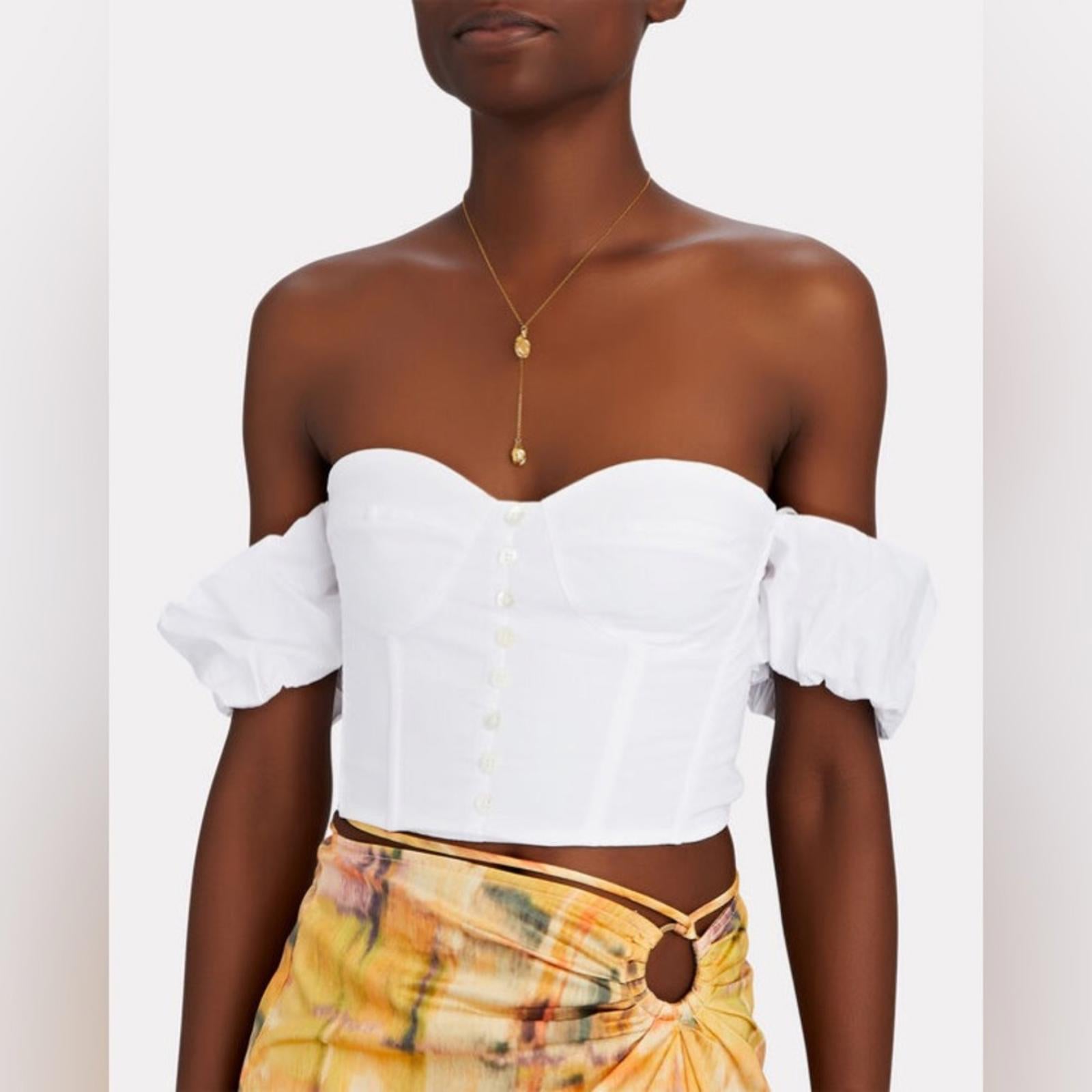 STAUD Revolve* Bouvier Crop Top in White, Size S New w/Tag Retail $245 SOLD OUT!