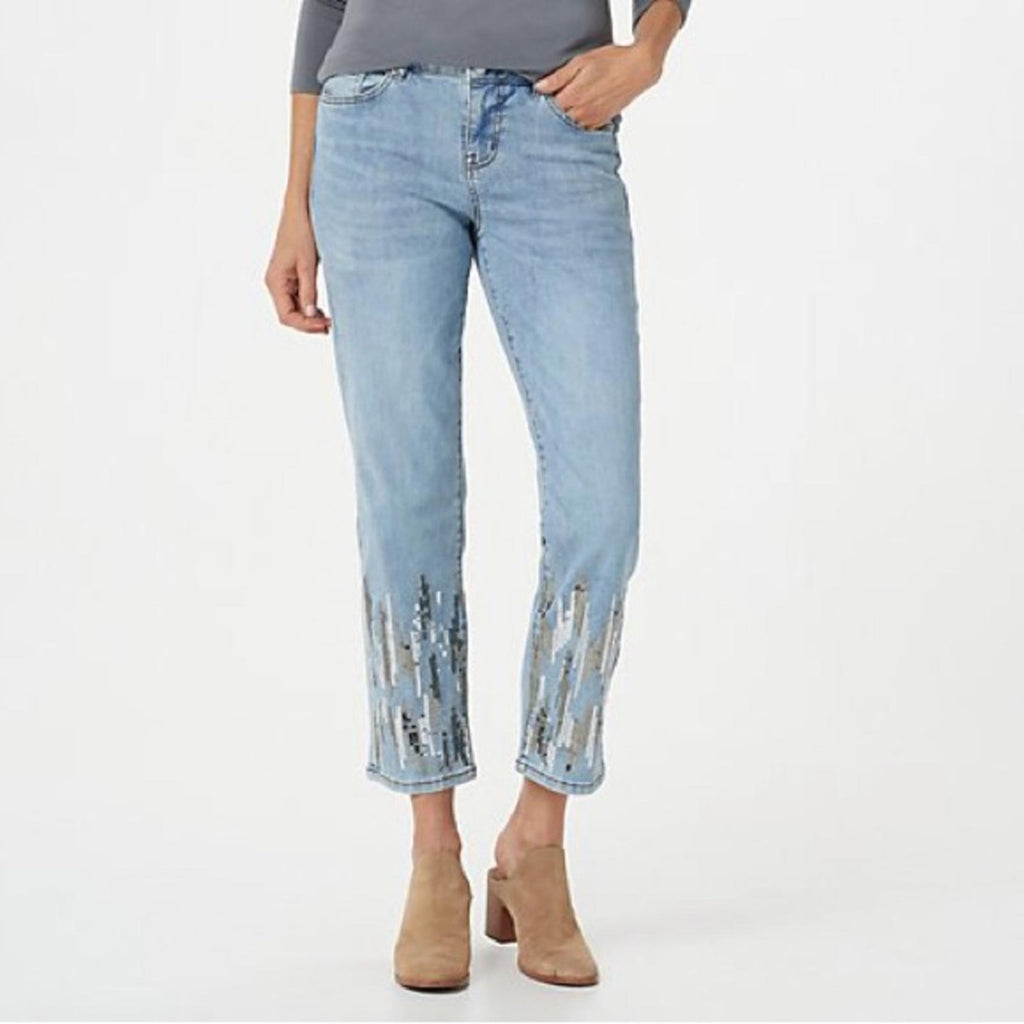 LOGO Grey Smoke Regular Straight-Leg Boyfriend Jeans, Plus Size 28 New w/Tag