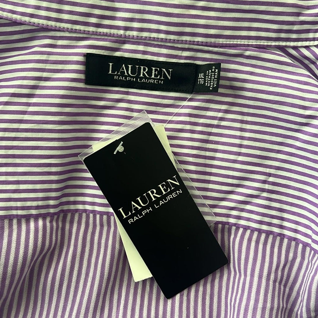 Lauren Ralph Striped Broadcloth Shirt in Lavender, Size XXL New w/Tag