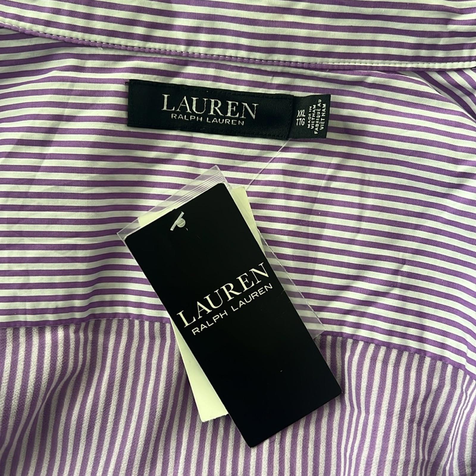 Lauren Ralph Striped Broadcloth Shirt in Lavender, Size XXL New w/Tag