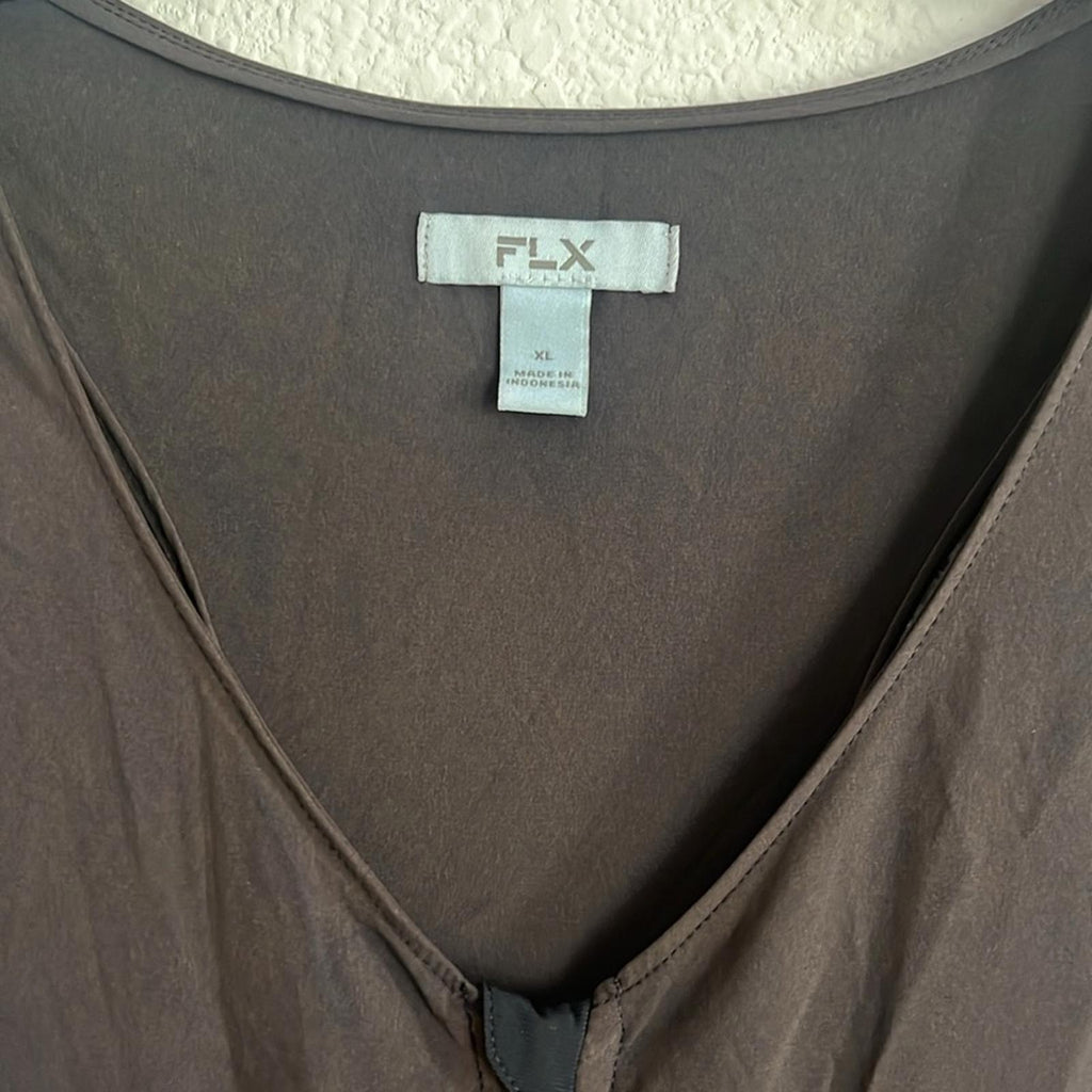 FLX Active Brown Sleeveless Woven Jumpsuit, Size XL, New with Tag