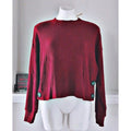 June & Hudson Mock Neck Cropped Sweater in Burgundy, Size XL New w/Tag
