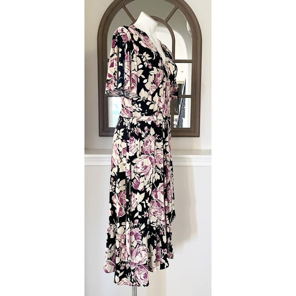 NEW Lauren Ralph Lauren Floral Belted Jersey Dress Size 16 EXCELLENT Retail $338