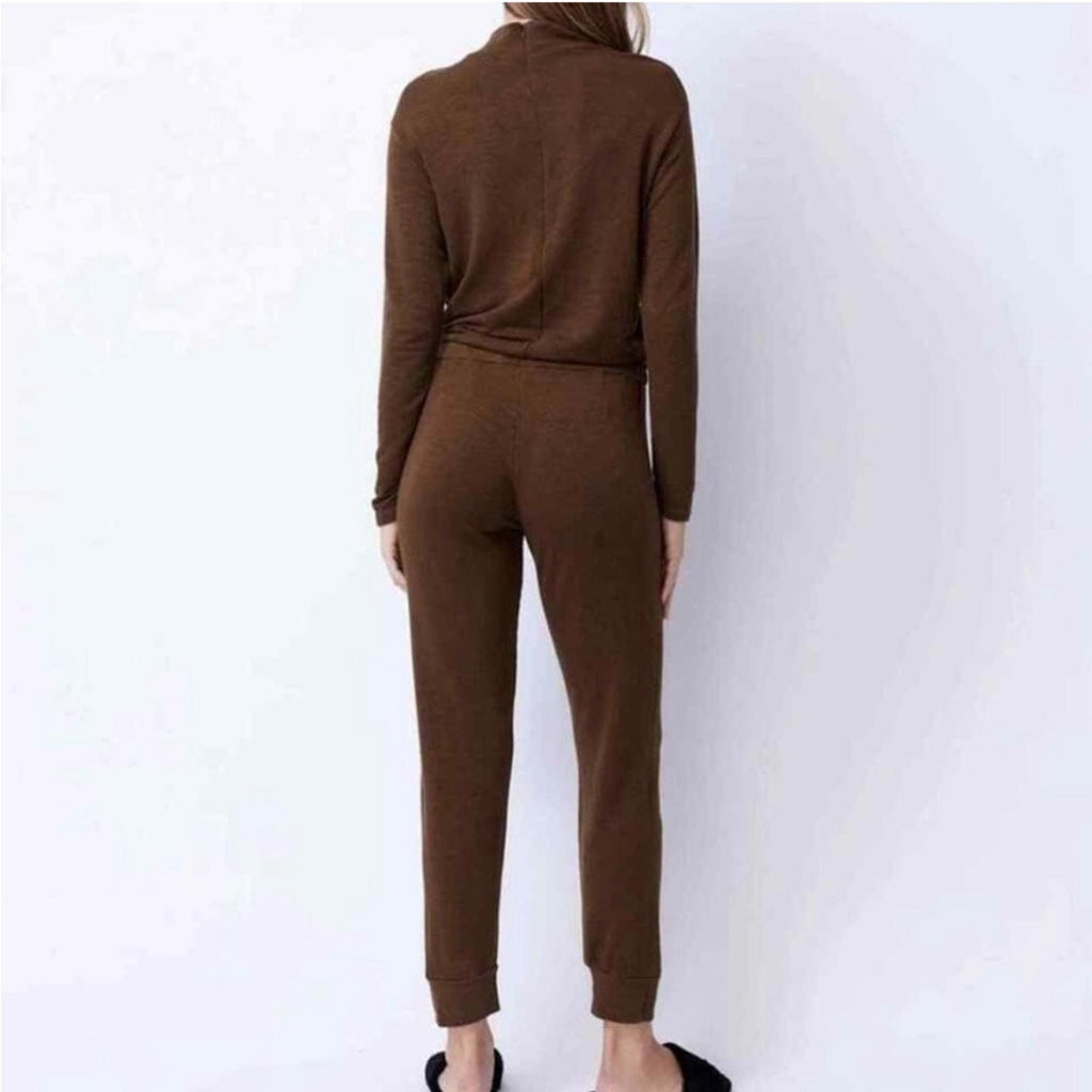 MONROW Beige Supersoft Cowl Cuff Jumpsuit, Size M New w/Tag $198