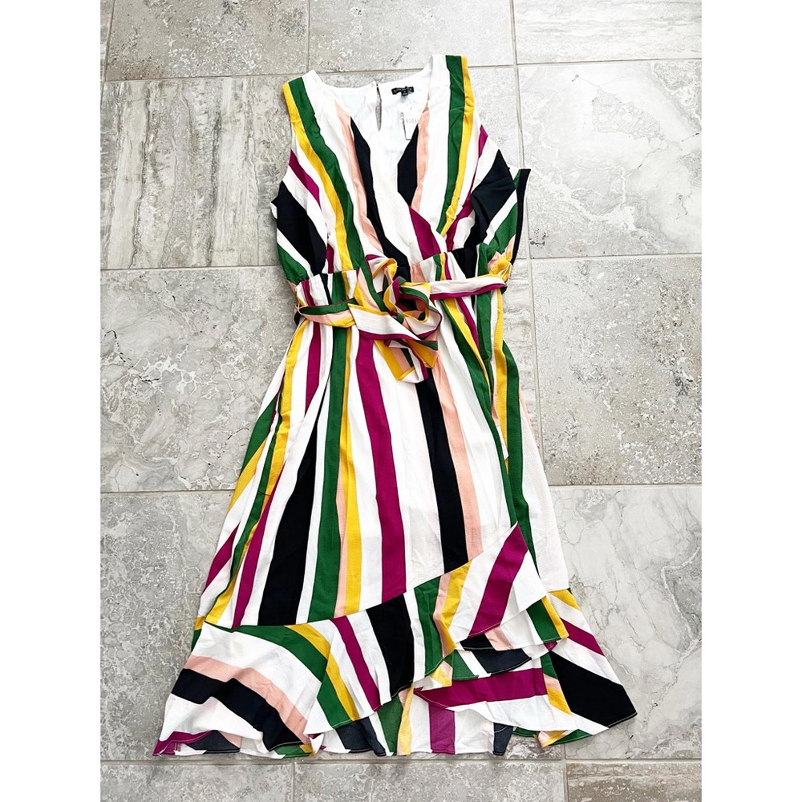 Lane Bryant Striped Faux Wrap Maxi Dress, Multi Plus Size 26 New w/Tag