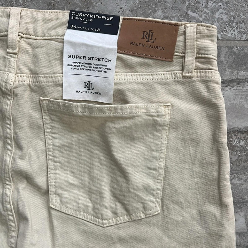 Lauren Ralph Lauren Curvy Mid-Rise Skinny Leg Jeans, Size 18, W34 L30 New w/Tag