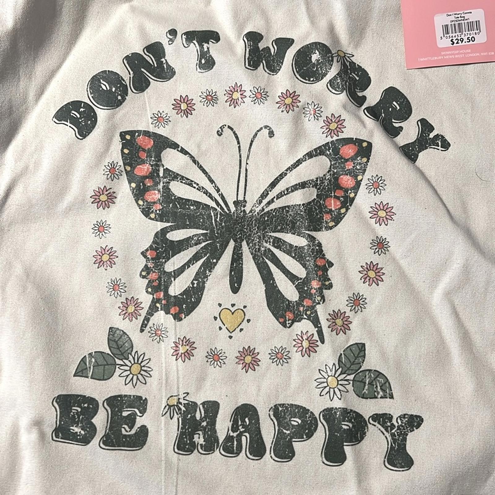 Skinnydip London “DON’T WORRY BE HAPPY” Canvas Medium Tote Bag, New w/Tag