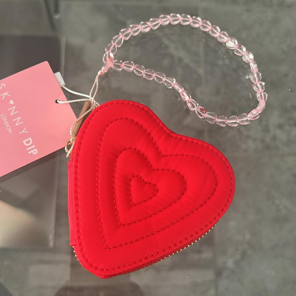 SkinnyDip London Women's Heart Quilted Coin Purse in Red, New with Tag