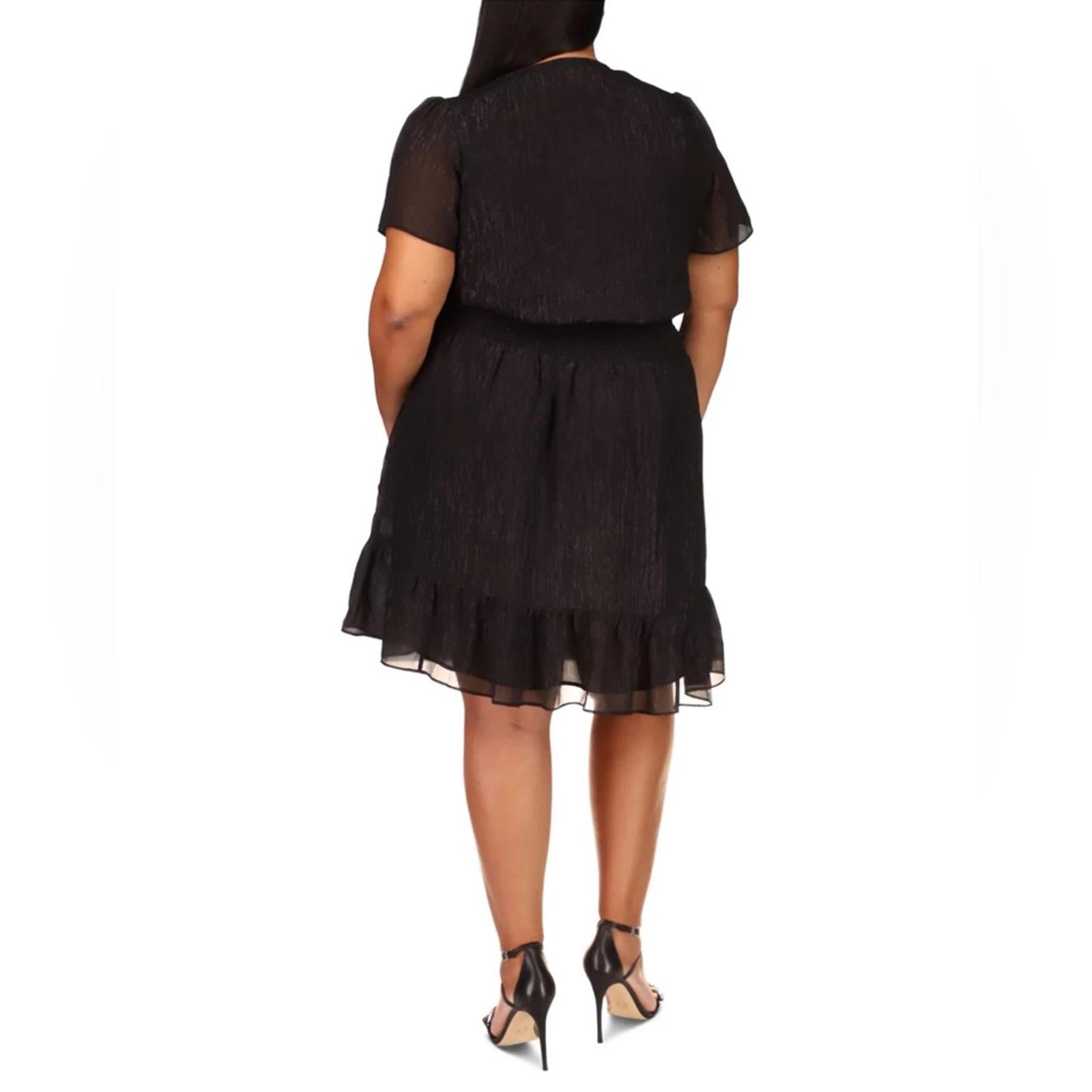 Michael Kors Tiered Smocked Dress w/Flutter Sleeve & Surplice Neckline Sz 1X NWT