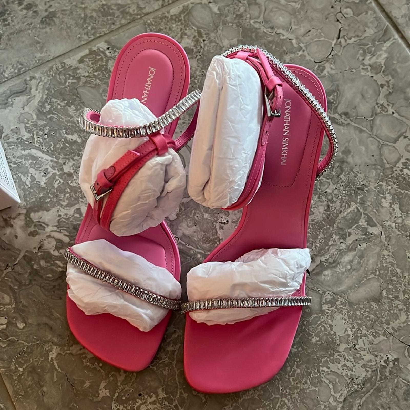 Jonathan Simkhai Luxon Crystal Harness Sandals in Pink, Size EU41 Retail $675