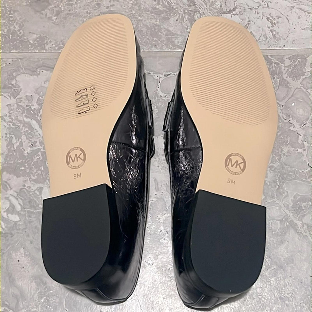 Michael Kors Carlson Metallic Crush Leather Loafers in Gunmetal, NWT, Size 9