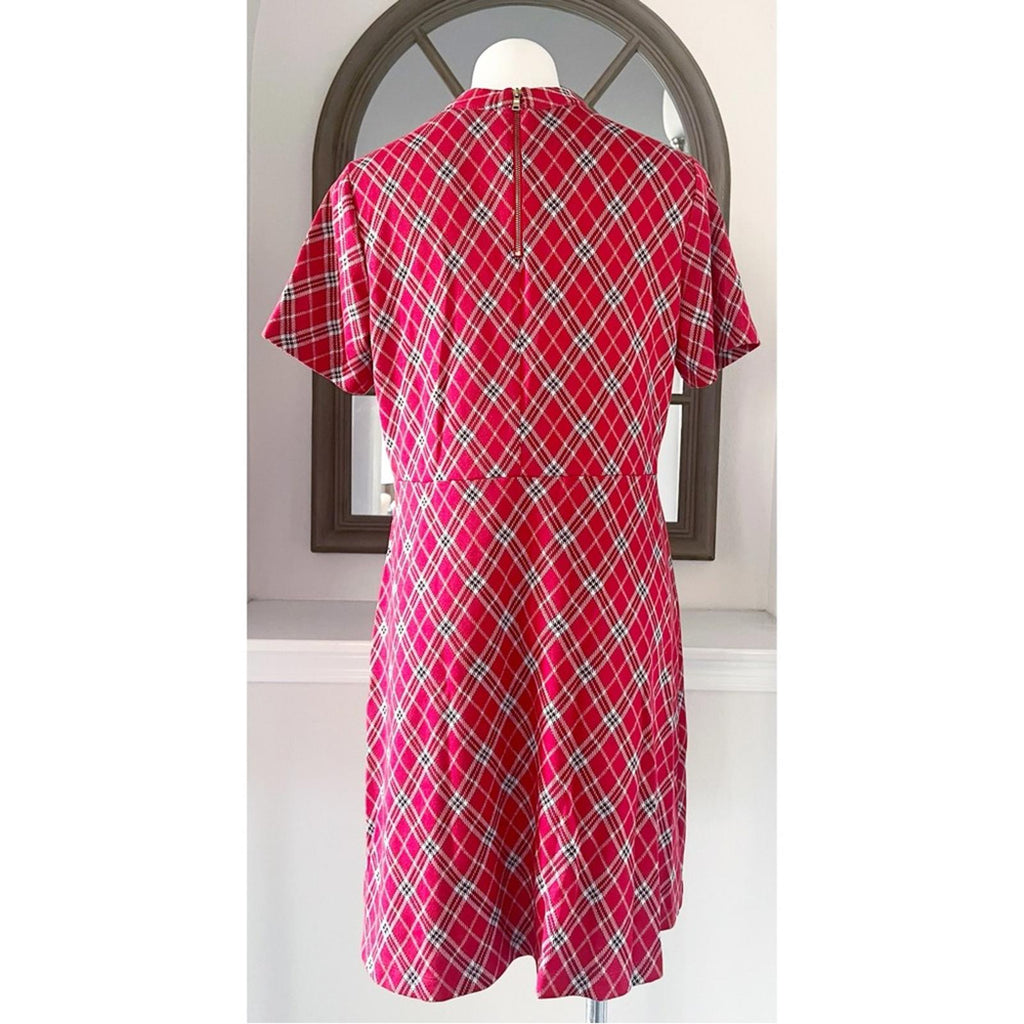Next Tartan Day Dress Knit Dress in Vibrant Red Black, Size UK 16, US 12