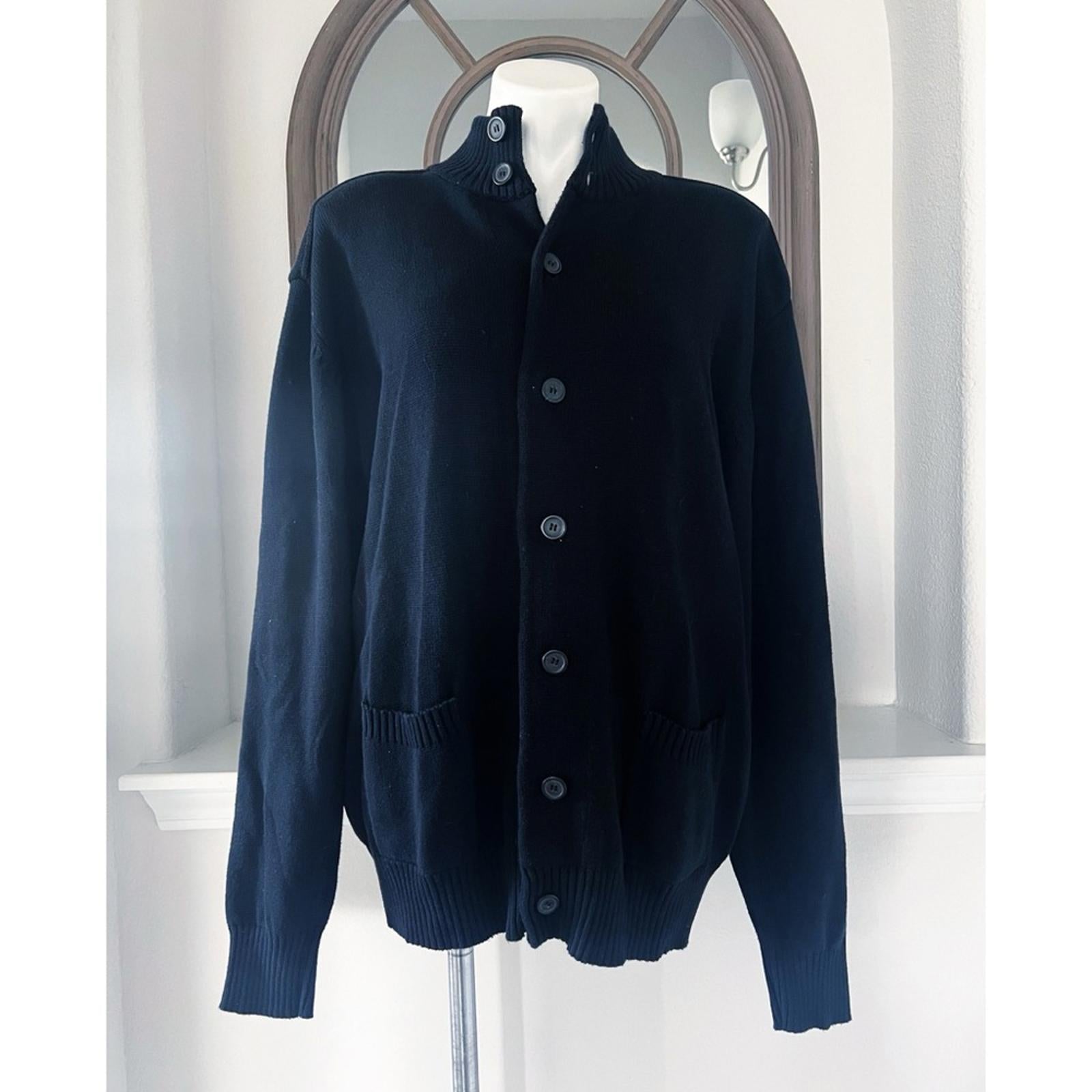 Oscar De La Renta Button Front Cardigan with Pockets, Black, Men’s Size XXL