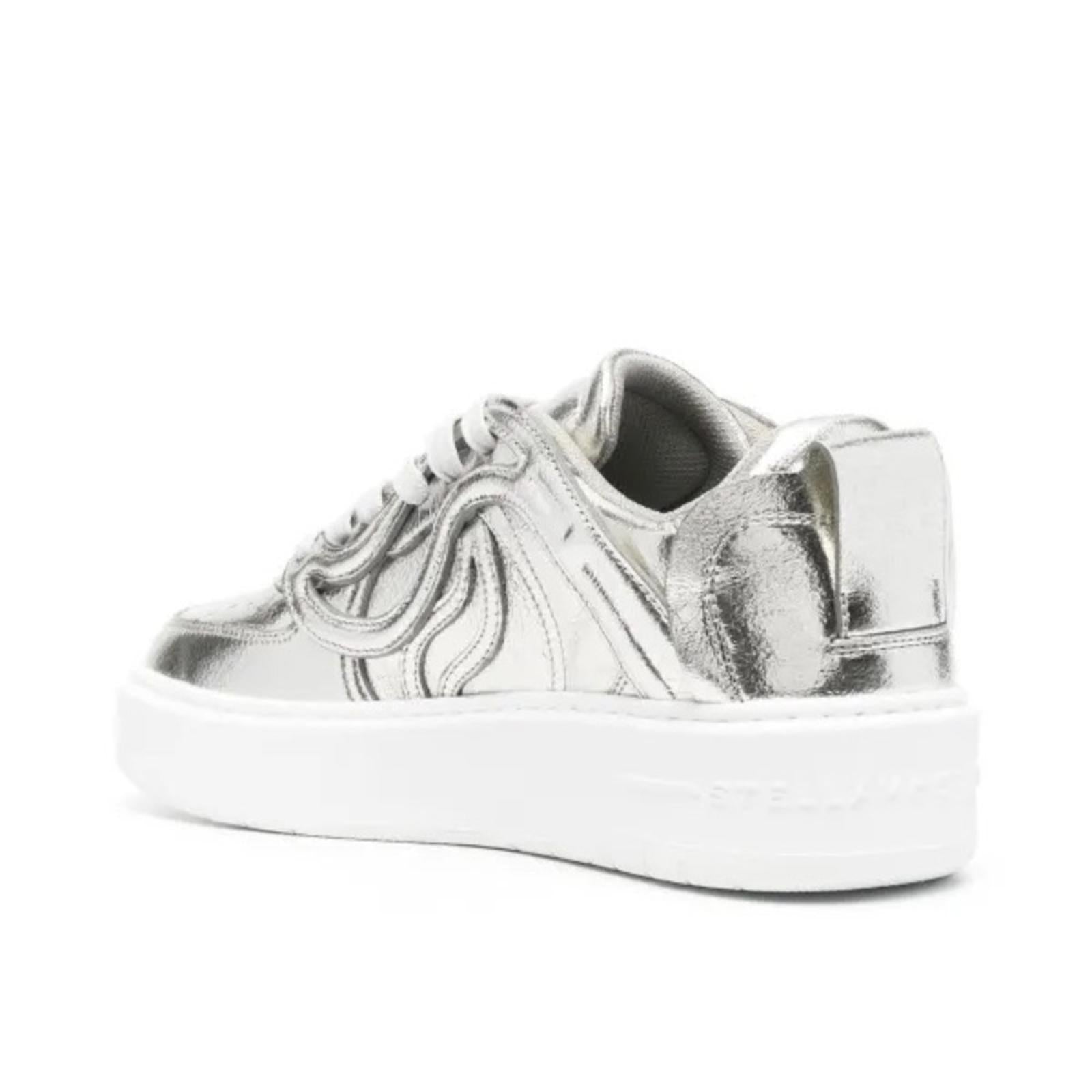 Stella McCartney S-Wave Lace Up Sneakers, Metallic Size 35 NEW w/Dust Bag $830