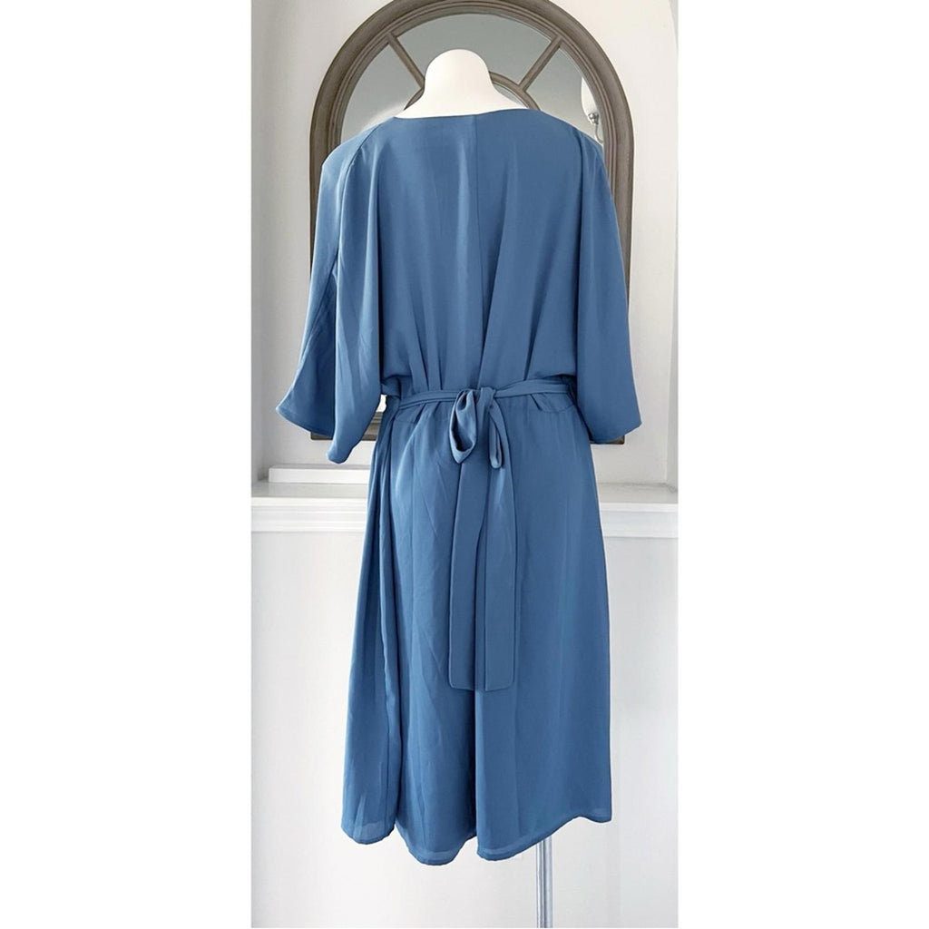NEW Standards & Practices V-Neck Kimono Wrap Dress in Slate Blue, Size 1X NWOT