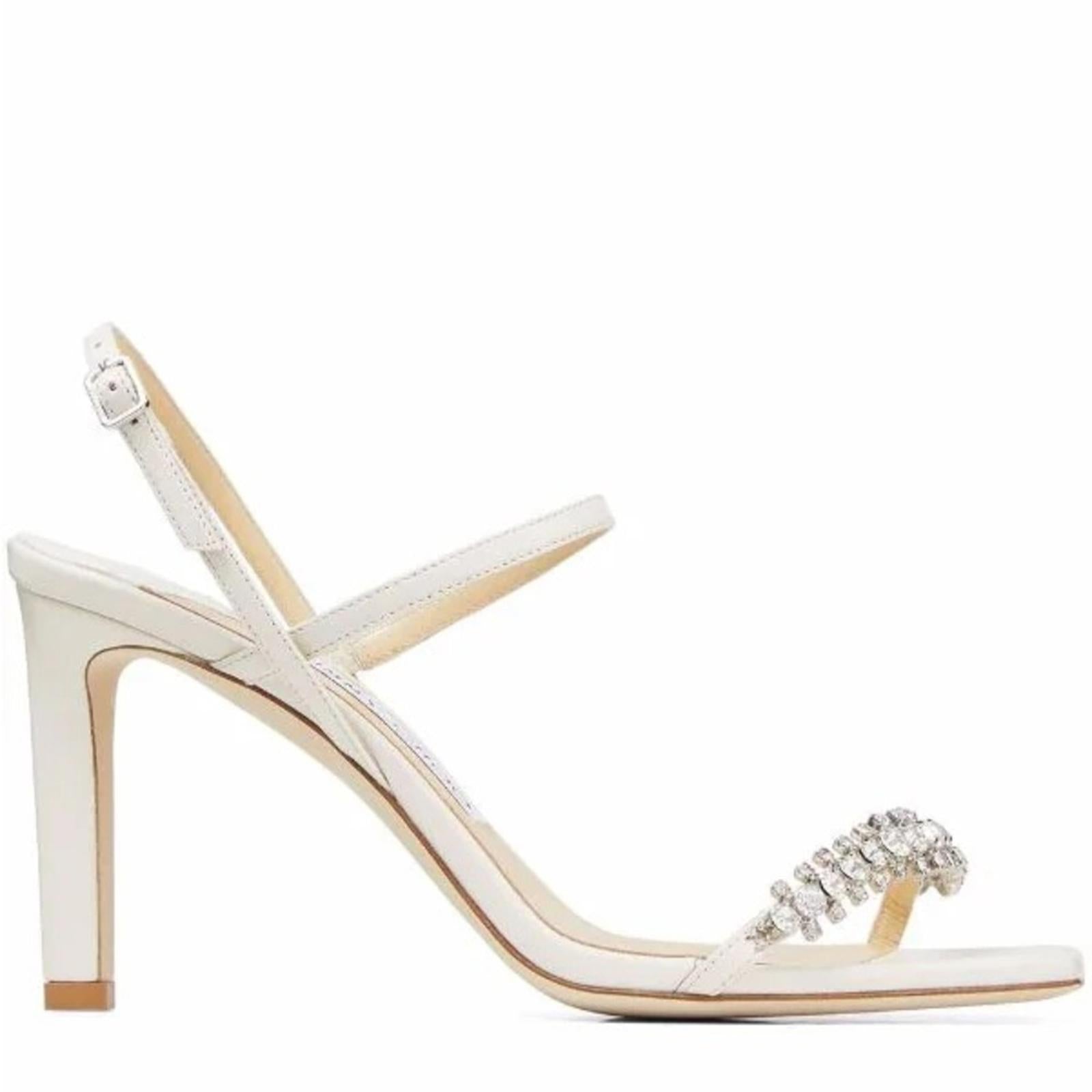 Jimmy Choo Meira 85 Embellished High Heel Sandals, Size 39.5 NEW in Box