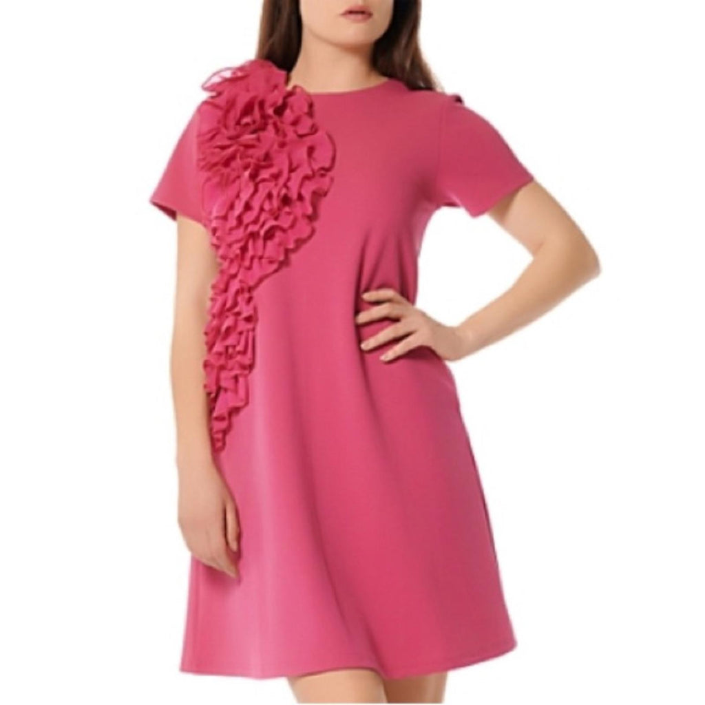 Gracia Floral Appliqué Short Sleeve Dress in Pink Fuchsia, NWT, Size XL