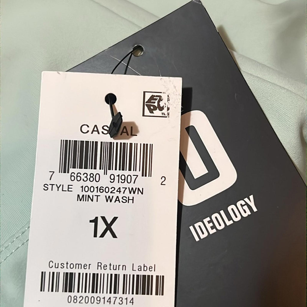 ID Ideology Techy Drawstring-Hood Hoodie, Mint Wash Plus Size 1X New w/Tag