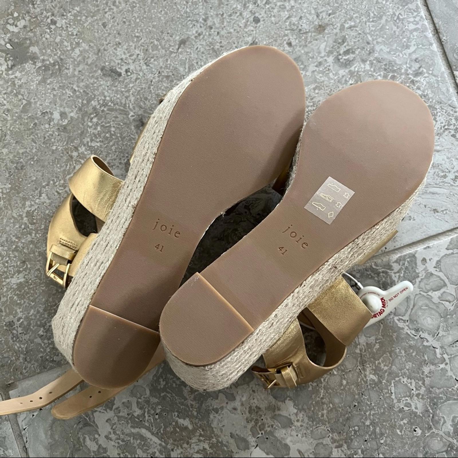 New JOIE Gaelyn Espadrilles Platform Sandals, Light Gold Size 41 New in Box $278