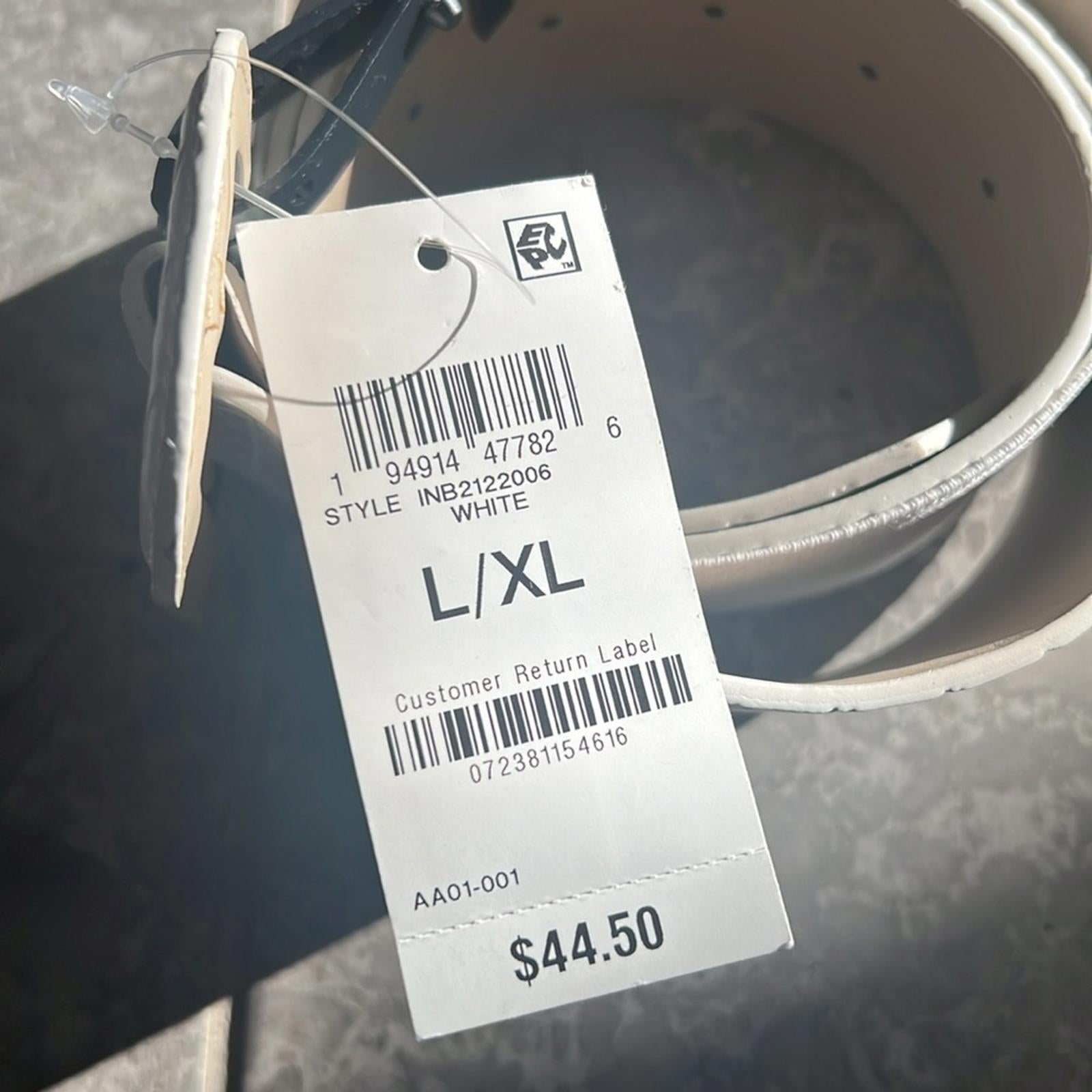 NWT INC Woven Stretch Belt in White, New with Tag, Retail $44.50