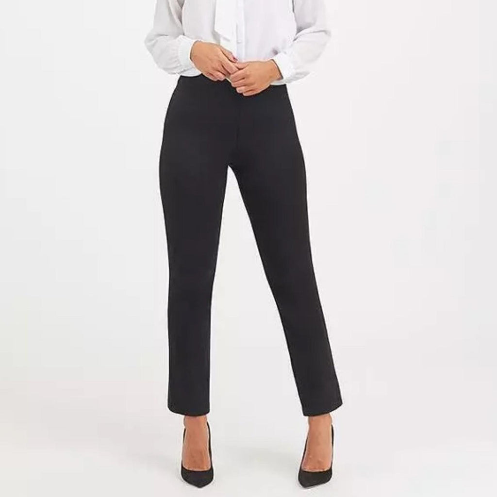 Spanx Black Ponte Straight Leg Stretch Pull-On Pants, Size XL NEW w/Tag $138