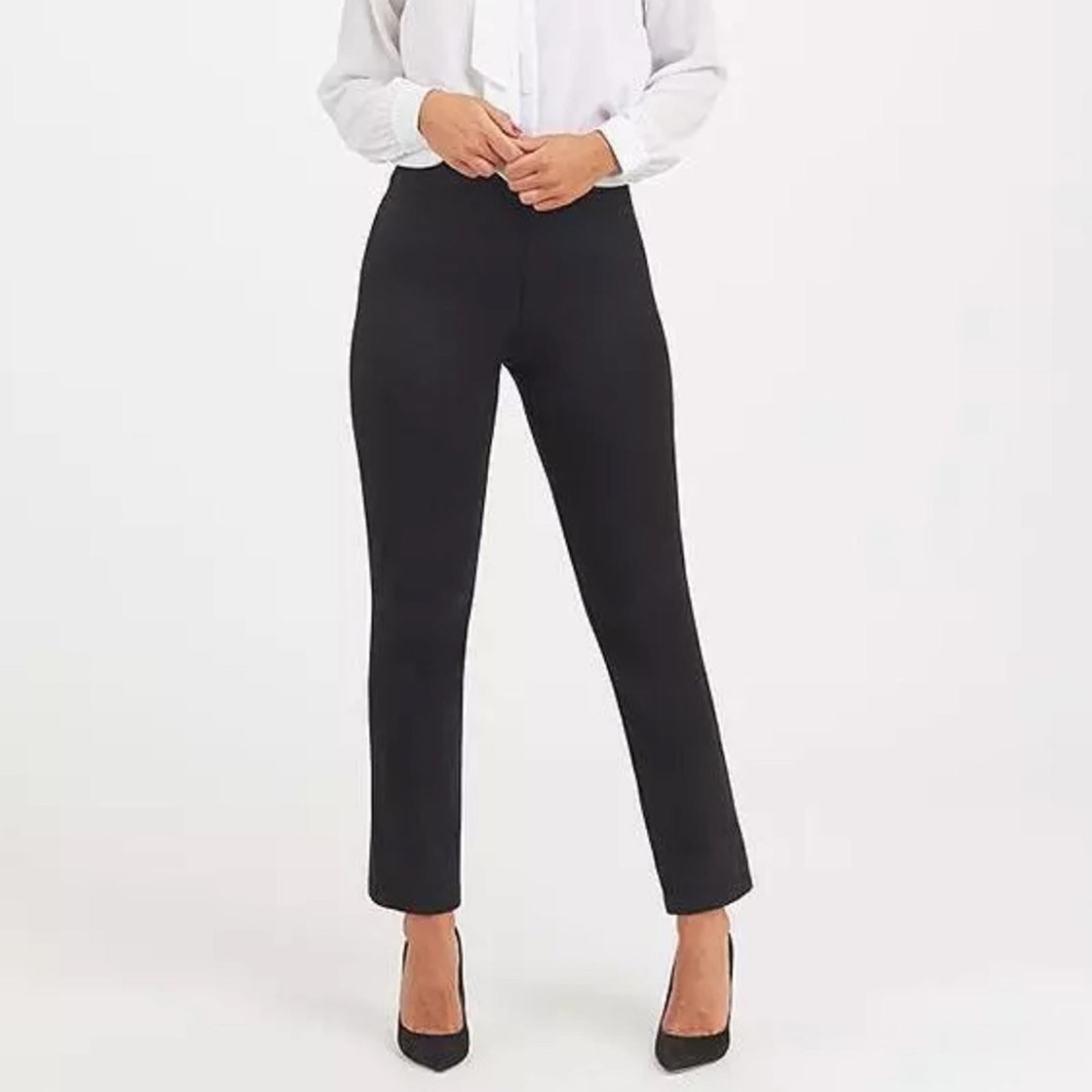 Spanx Black Ponte Straight Leg Stretch Pull-On Pants, Size XL NEW w/Tag $138