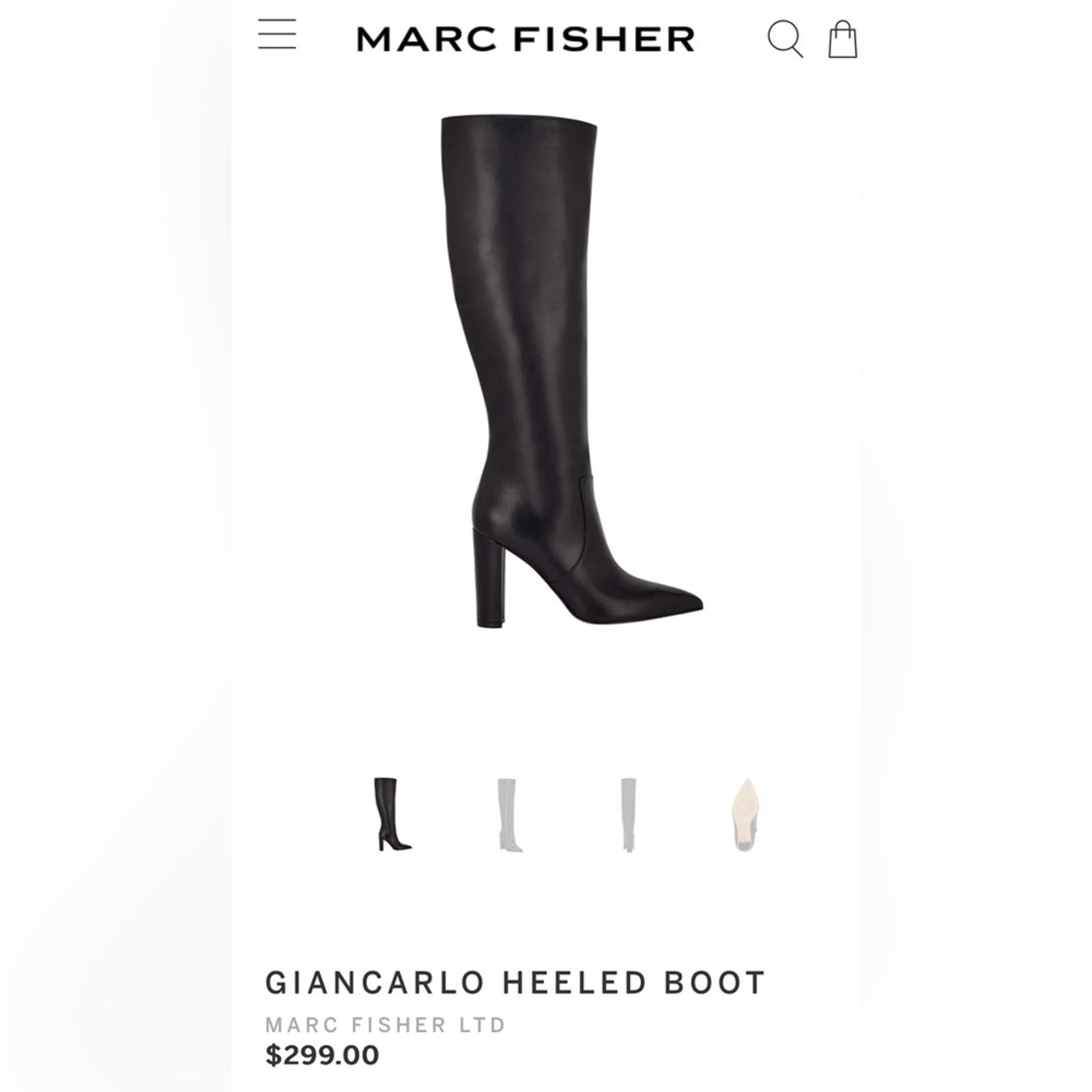 Marc Fisher LTD. Giancarlo Heeled Boots Black, Size 5.5 New in Box $299