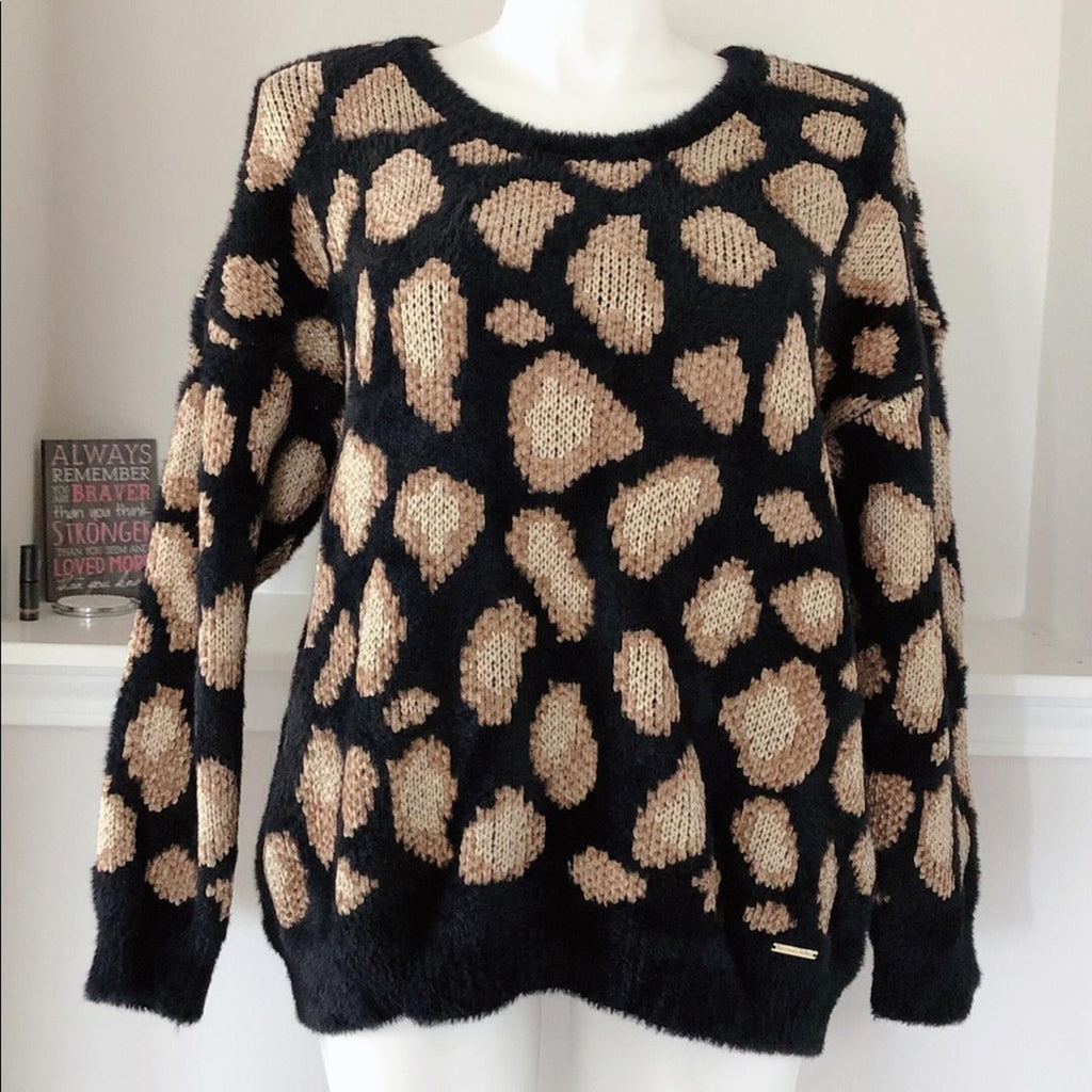 Michael Kors Crewneck Soft Dark Camel Sweater Fur Velour-Blend Size XXL NWT $155
