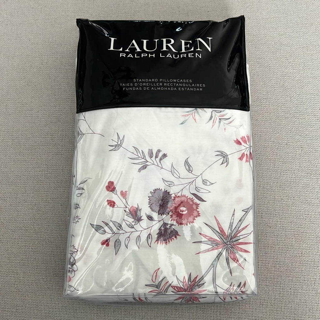 X2 Lauren Ralph Lauren Maddie Blossom Cotton Percale Pillowcases, Standard NWT