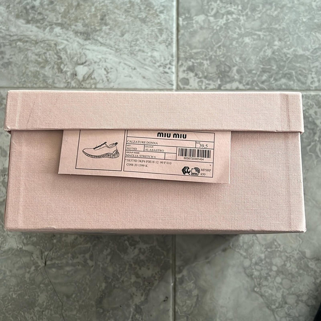 Miu Miu Crystal-Embellished Low Top Sneakers, Size 39.5 New in Box SOLD OUT!