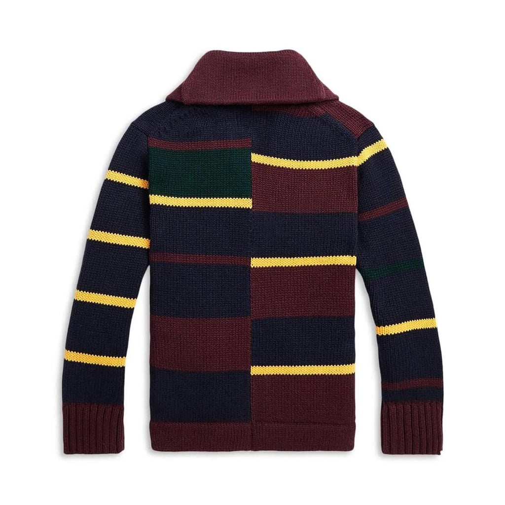 Polo Ralph Lauren Striped Striped Patchwork Cotton Cardigan, Size L(14-16) NWT