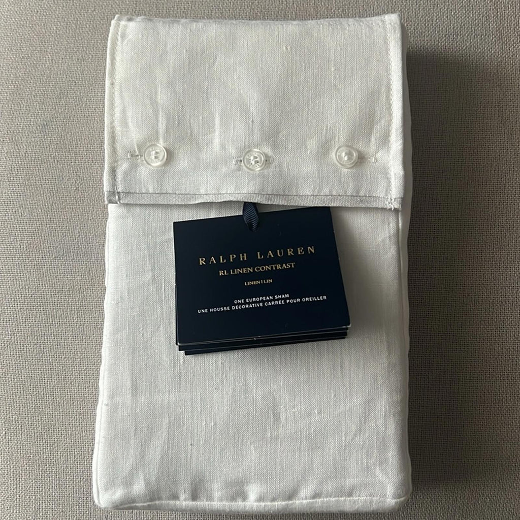 Ralph Lauren RL Linen Contrast Euro Sham, New w/Tag Retail $185