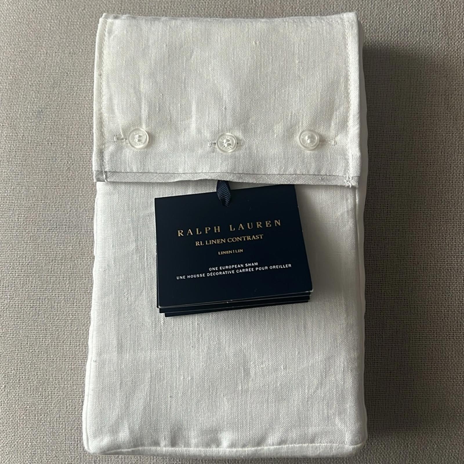 Ralph Lauren RL Linen Contrast Euro Sham, New w/Tag Retail $185