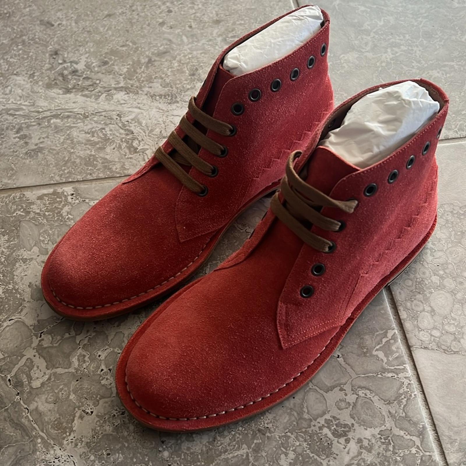 Bottega Veneta Lace-Up Ankle Boots in Red Suede, Size EU40 NEW in Box w/DustBags
