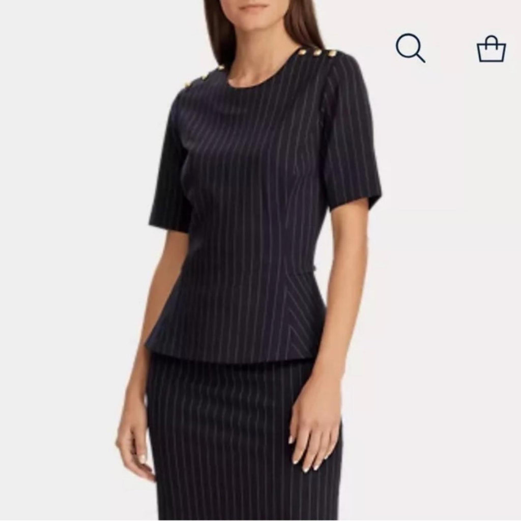 Lauren Ralph Lauren Striped Peplum Top Size XL EXCELLENT!