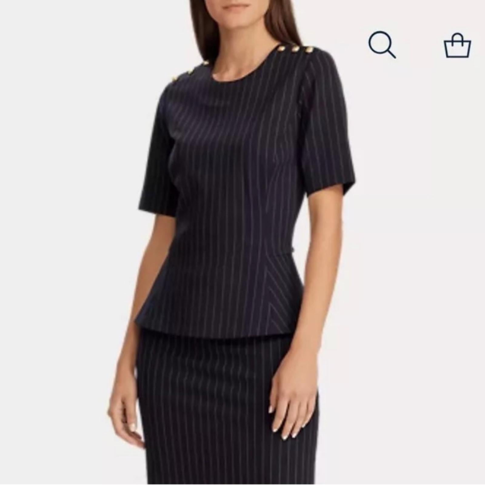 Lauren Ralph Lauren Striped Peplum Top Size XL EXCELLENT!