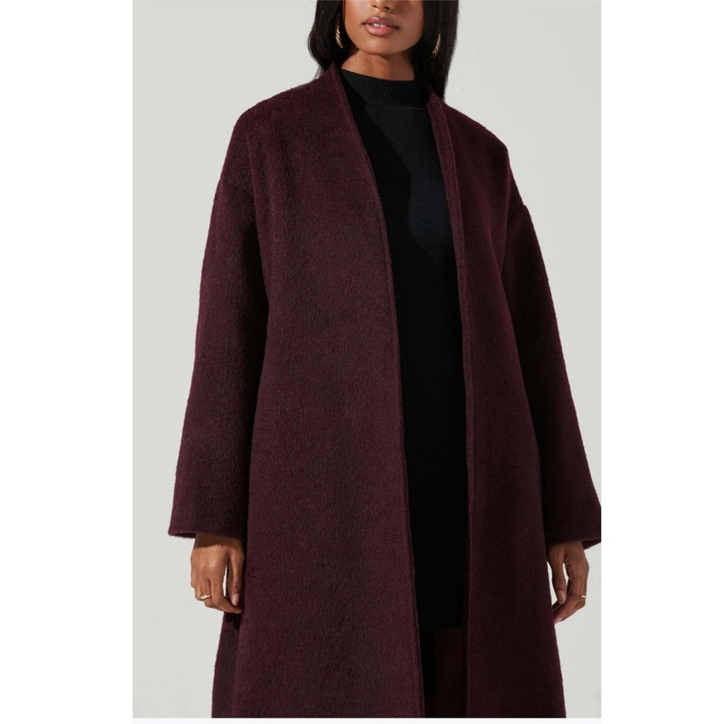 ASTR the Label Berkley Belted Coat in Wine, Size XS New w/Tag
