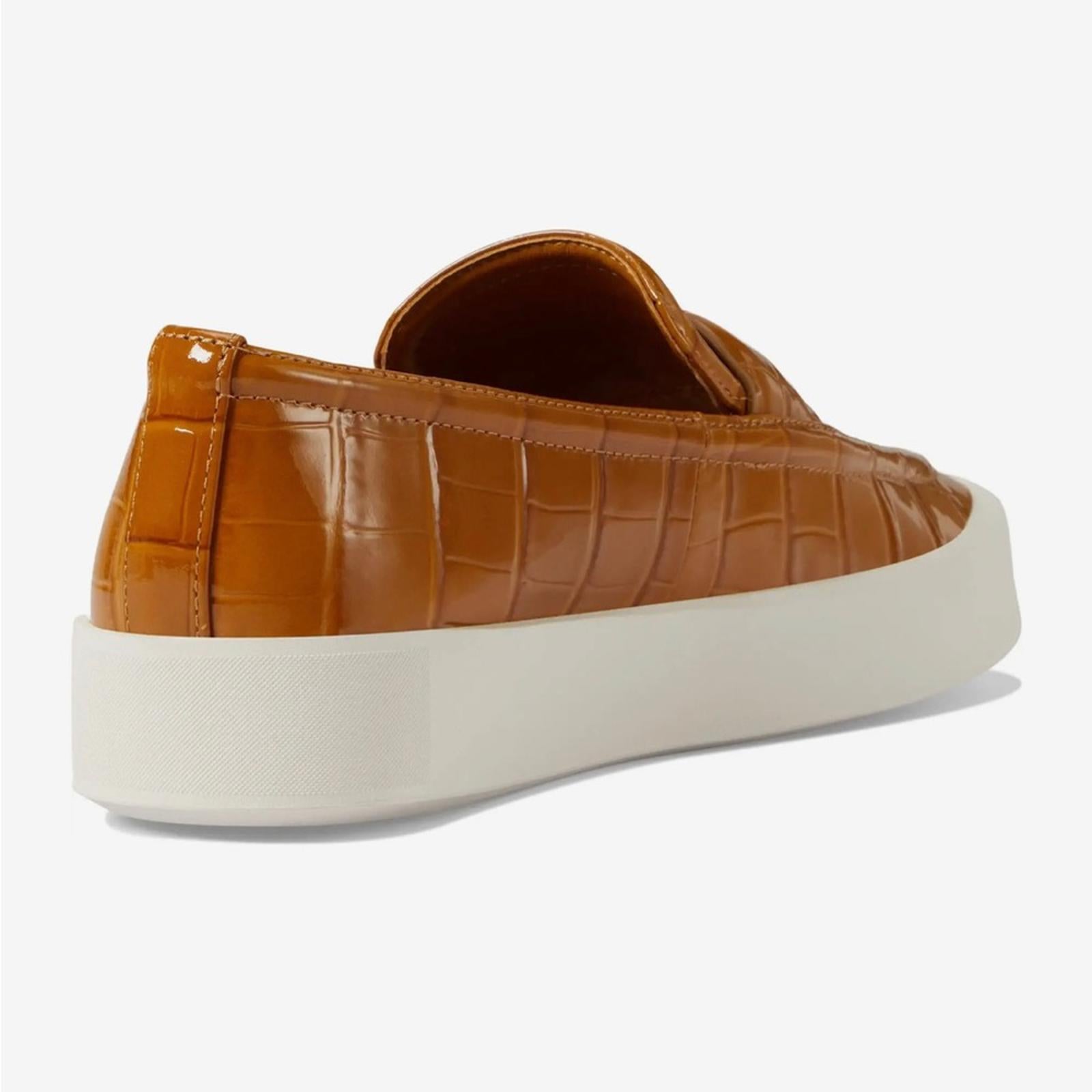VINCE Ghita Loafer Croc Embossed Sneakers, Dark Gold Size US 7M in Box $250