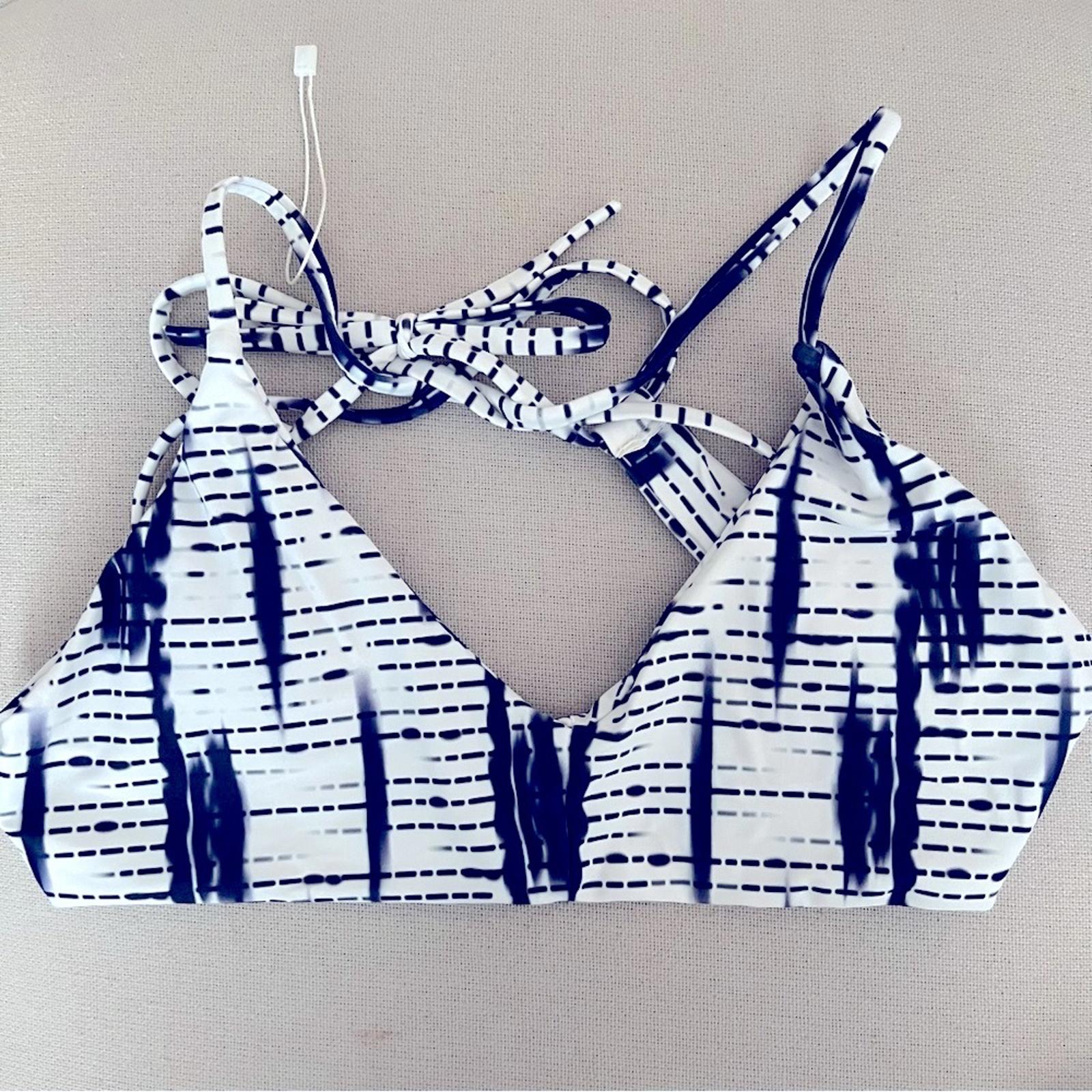 ZAFUL Blue Stripe Printed Cross Back Bikini Set Size L NEW
