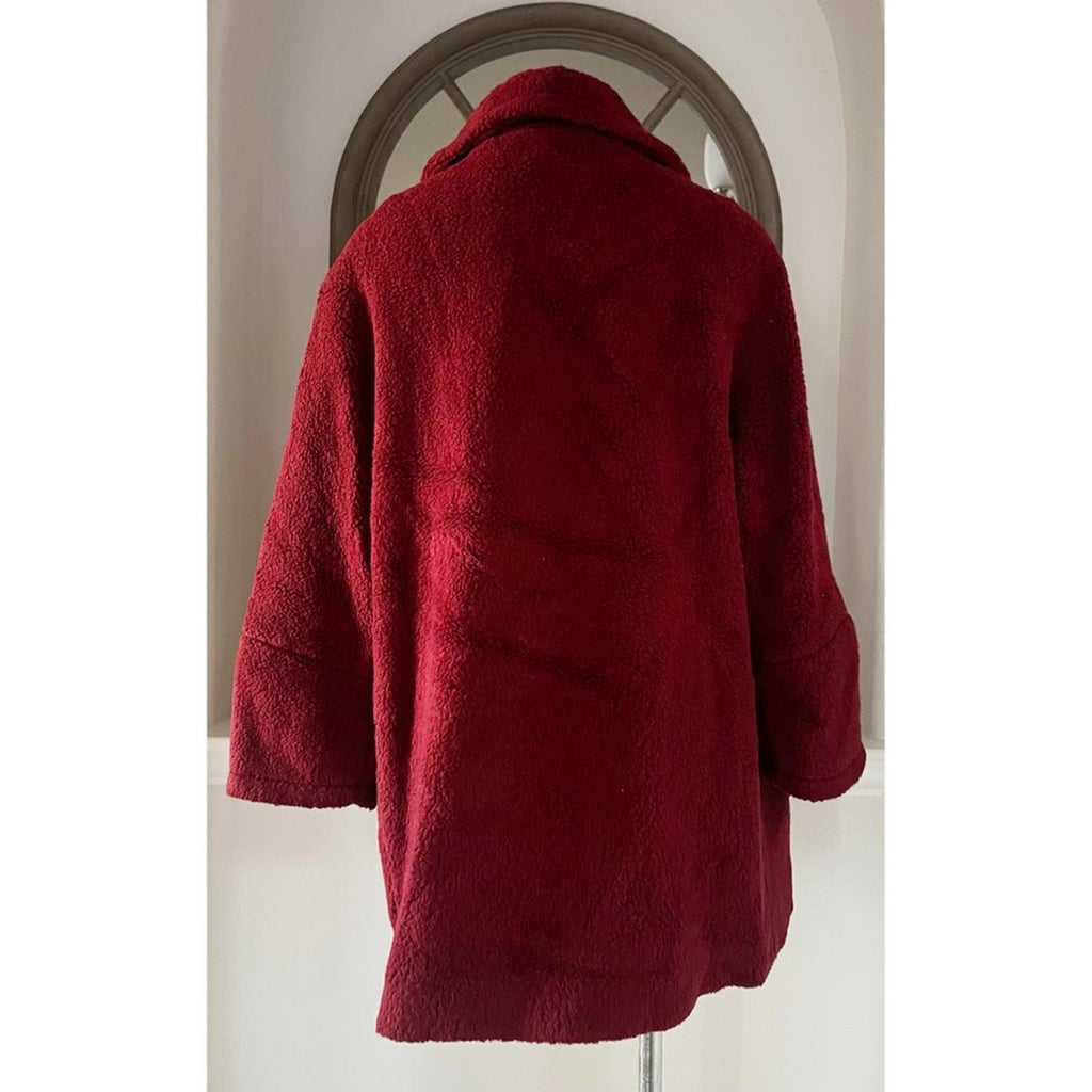 ICONS Cinzia Rocca Wool Teddy Pea Coat in Red, Size 10 NWT $1,005 Made in Italy