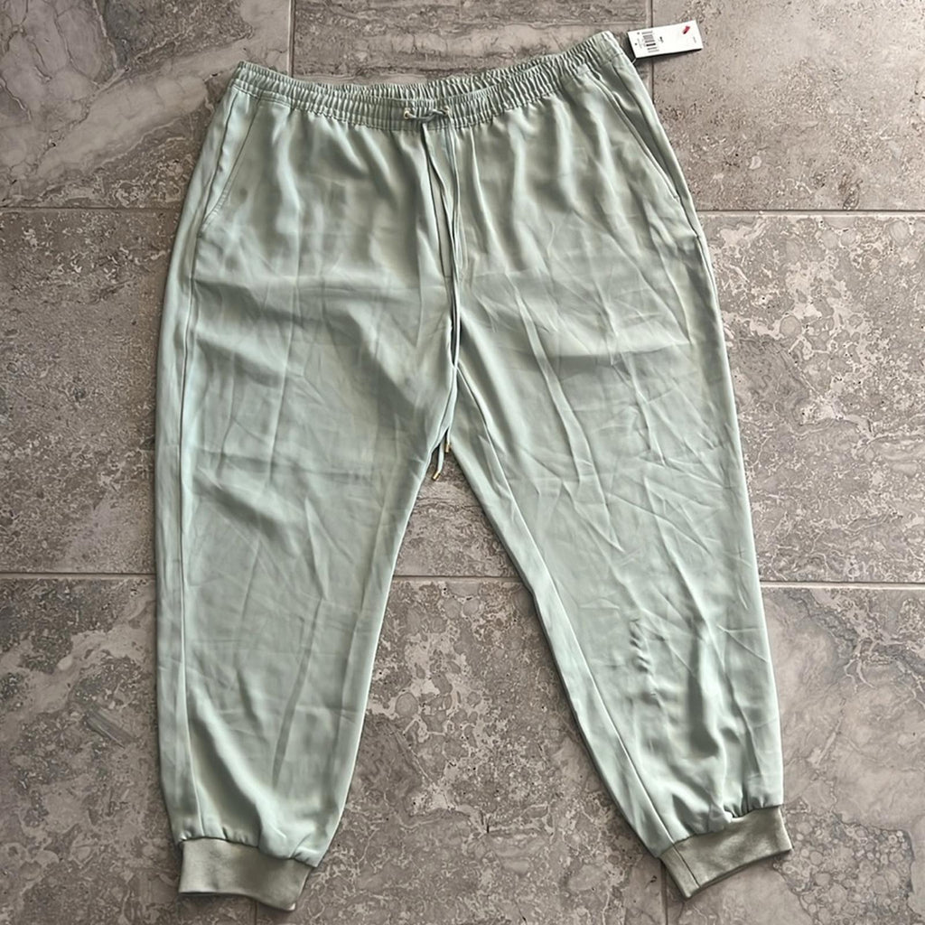 Lauren Ralph Lauren Green Drawstring Crepe Cuffed Pants Plus Size 18W NWT $155